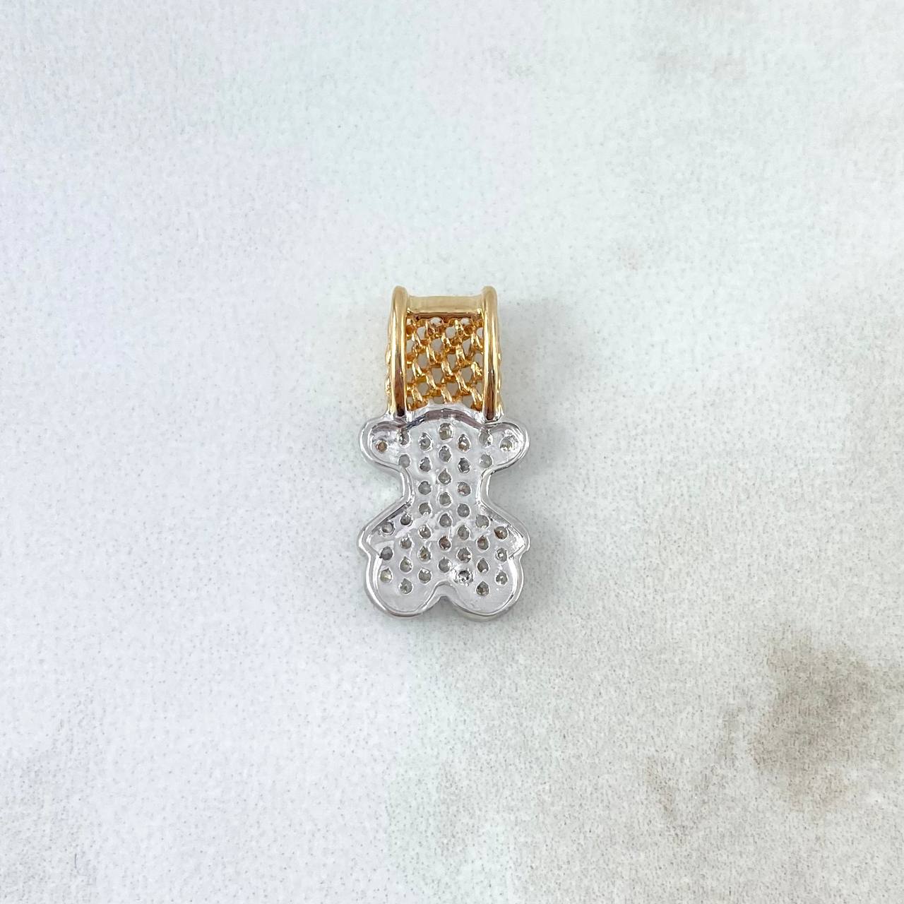 Dije Malla Oso TS 1.75gr / 1.8cm / Circones Blancos Dos Oros Amarillo Blanco 18K (Oferta) ©