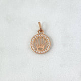 Dije Circulo Corona RX 0.85gr / 1.8cm / Circones Blancos Oro Rosa ©