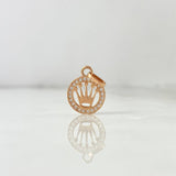 Dije Circulo Corona RX 0.85gr / 1.8cm / Circones Blancos Oro Rosa ©