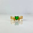 Anillo Centinela  2.75gr / T5 1/2 / Solitario Circones Blancos Verdes  Oro Amarillo