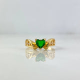 Anillo Centinela  2.75gr / T5 1/2 / Solitario Circones Blancos Verdes  Oro Amarillo