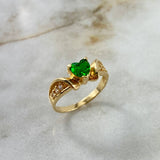 Anillo Centinela  2.75gr / T5 1/2 / Solitario Circones Blancos Verdes  Oro Amarillo