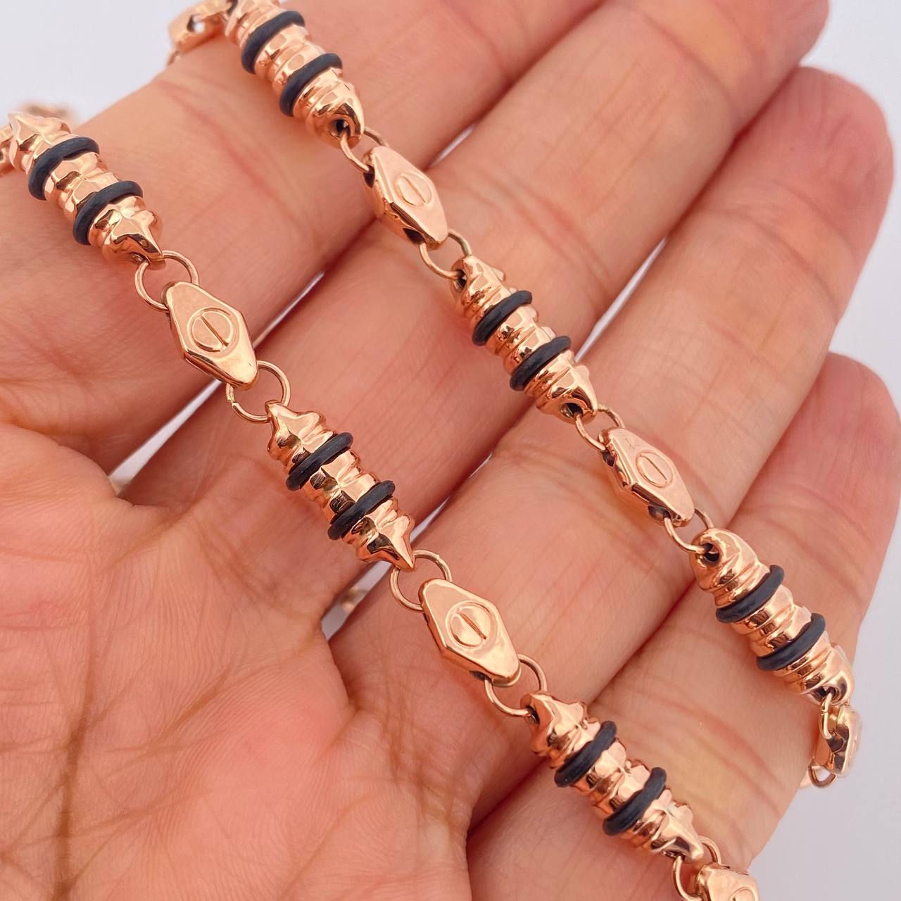 Cadena Rustica Barril Tornillo 16.85gr / 61cm / 5.2mm Oro Rosa 18K $