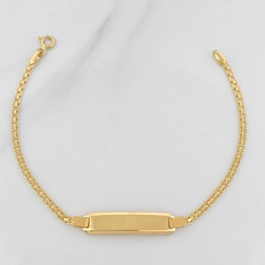 Pulso Chino Placa Rectangular 3.4g / 17cm / 2.16mm Oro Amarillo 18K