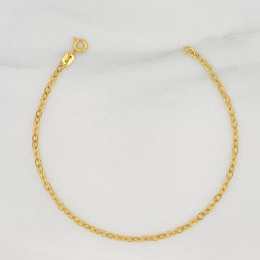 Pulso Aro Seguido Diamantado 0.8g / 18cm / 2.4mm Oro Amarillo 18K