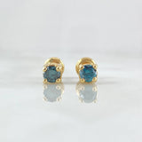 Topos Circulo Cuatro Garras 1.55gr / 5mm Diamantes Azul 50pts Oro Amarillo 18K (Joya) ©