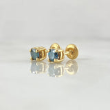 Topos Circulo Cuatro Garras 1.55gr / 5mm Diamantes Azul 50pts Oro Amarillo 18K (Joya) ©