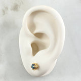 Topos Circulo Cuatro Garras 1.55gr / 5mm Diamantes Azul 50pts Oro Amarillo 18K (Joya) ©