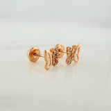 Topos Silueta Mariposa 0.9gr / 6.66mm Oro Rosa 18K %