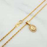 Set Cadena Lazo + Dije Virgen Milagrosa / 1.95gr / 50.2 cm Oro Amarillo 18K