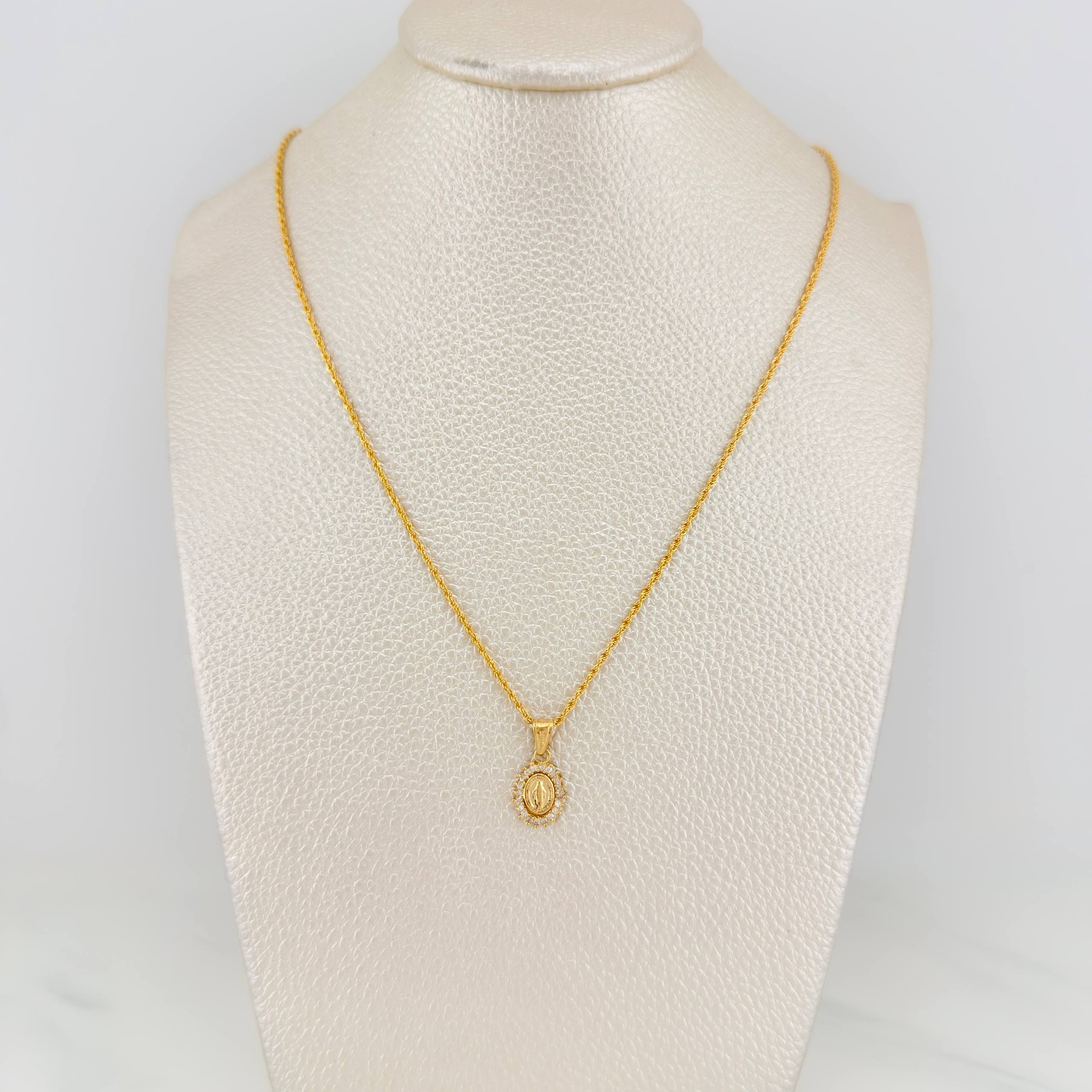 Set Cadena Lazo + Dije Virgen Milagrosa / 1.95gr / 50.2 cm Oro Amarillo 18K