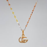 Set Cadena Flor Espejo + Dije Gg / 1.4gr / 45.1 cm Tres Oros 18K