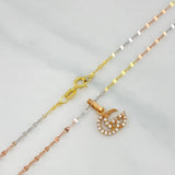 Set Cadena Flor Espejo + Dije Gg / 1.4gr / 45.1 cm Tres Oros 18K