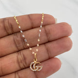 Set Cadena Flor Espejo + Dije Gg / 1.4gr / 45.1 cm Tres Oros 18K