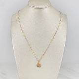 Set Cadena Flor Espejo + Dije Gg / 1.4gr / 45.1 cm Tres Oros 18K