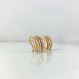 Set Tres Lineas 5.65gr Dije / 2.2cm + Candongas / 1.3cm Circones Blancos Tres Oros (A.C)