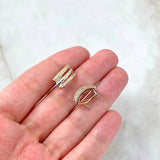 Set Tres Lineas 5.65gr Dije / 2.2cm + Candongas / 1.3cm Circones Blancos Tres Oros (A.C)