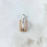 Set Tres Lineas 5.65gr Dije / 2.2cm + Candongas / 1.3cm Circones Blancos Tres Oros (A.C)