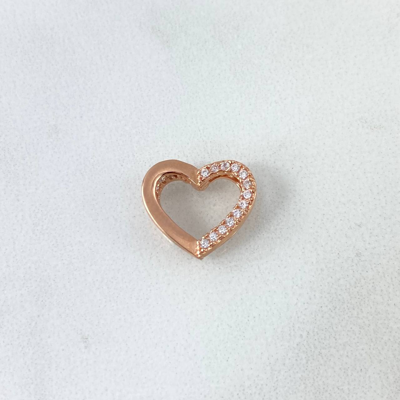 Dije Corazon 1.2gr / 1.1cm / Circones Blancos Oro Rosa