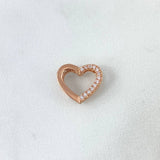 Dije Corazon 1.2gr / 1.1cm / Circones Blancos Oro Rosa