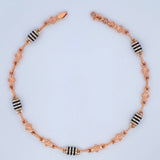 Tobillera Rustica Flores 6gr / 26cm / 4.4mm Dos Oros Blanco Rosa 18K %