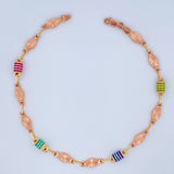 Tobillera Rustica Eslabon 5.8gr / 25.5cm / 4.5mm Dos Oros Amarillo Rosa 18K %