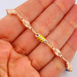 Tobillera Rustica Eslabon 6.15gr / 26.5cm / 4.6mm Dos Oros Rosa Blanco 18K %