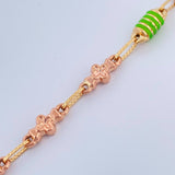 Tobillera Rustica Flores 5.35gr / 25.5cm / 4.3mm Dos Oros Amarillo Rosa 18K %