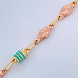 Tobillera Rustica Eslabon 5.8gr / 25.5cm / 4.5mm Dos Oros Amarillo Rosa 18K %