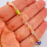 Tobillera Rustica Eslabon 5.8gr / 25.5cm / 4.5mm Dos Oros Amarillo Rosa 18K %