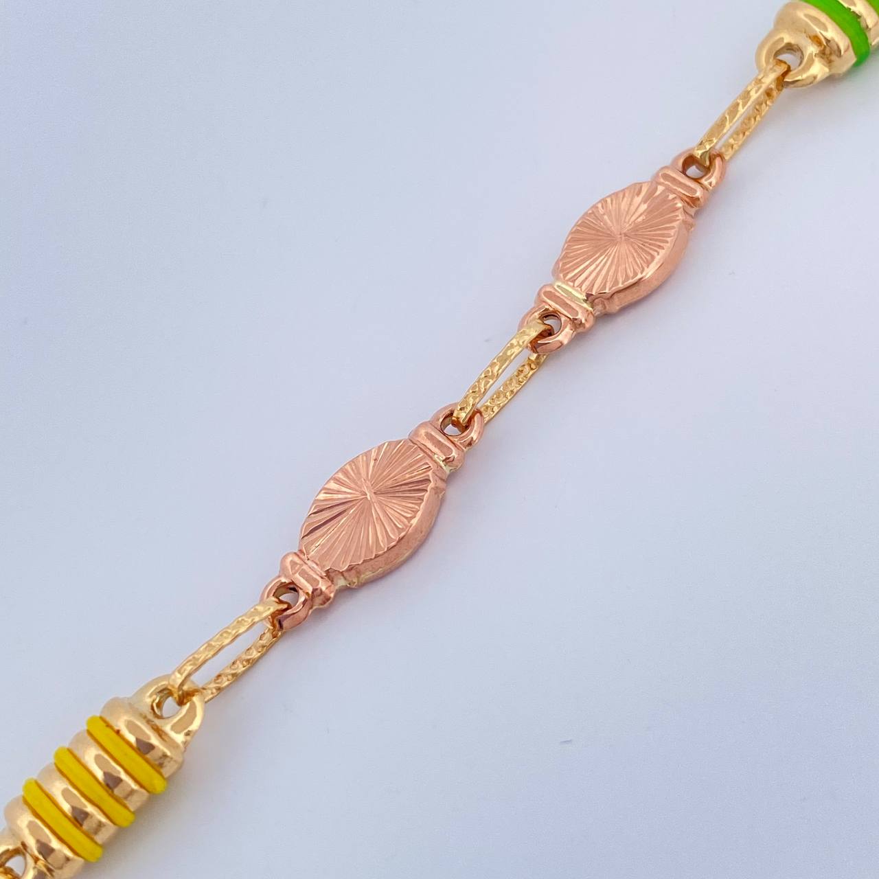 Tobillera Rustica Eslabon 6.05gr / 26.3cm / 4.4mm Dos Oros Amarillo Rosa 18K %