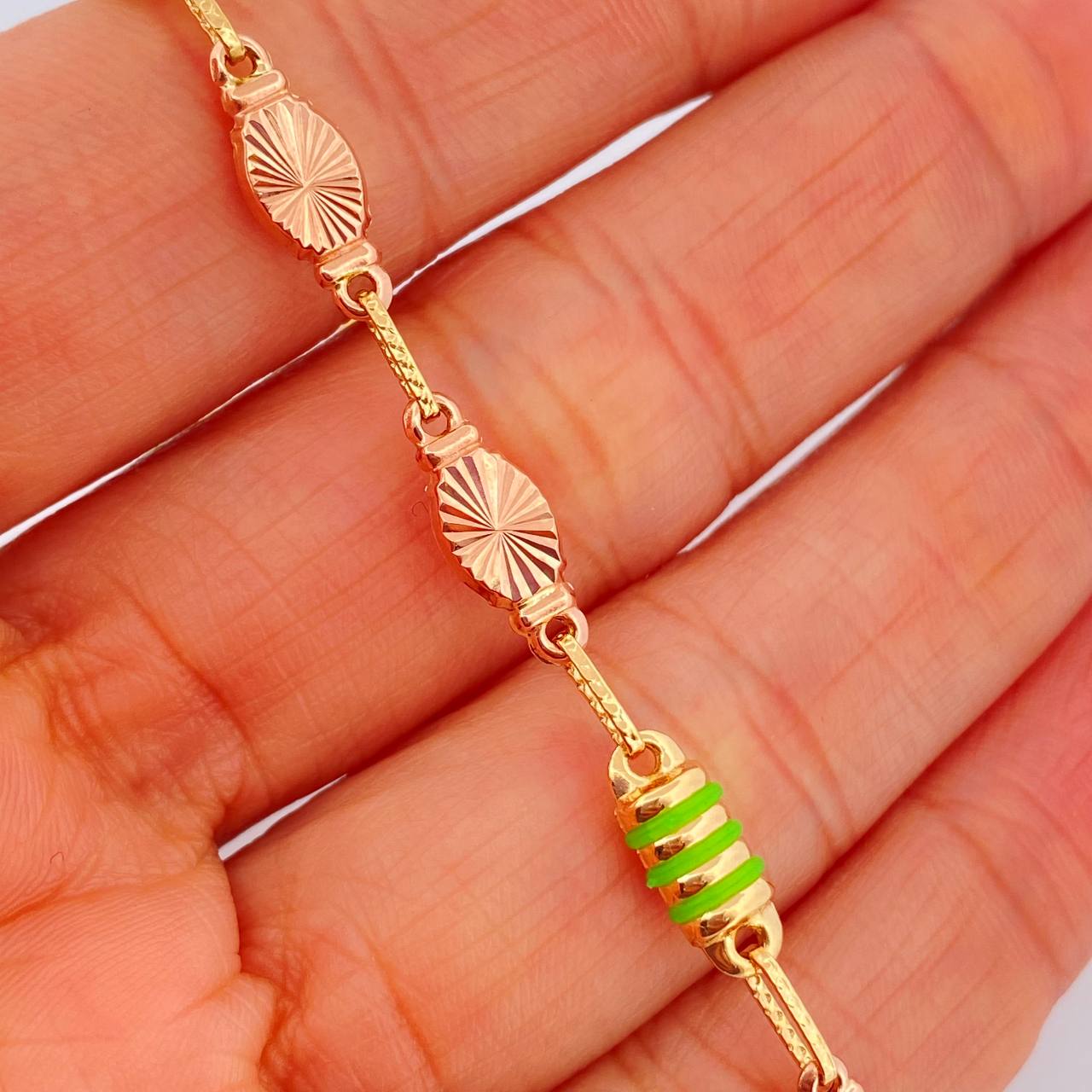 Tobillera Rustica Eslabon 6.05gr / 26.3cm / 4.4mm Dos Oros Amarillo Rosa 18K %