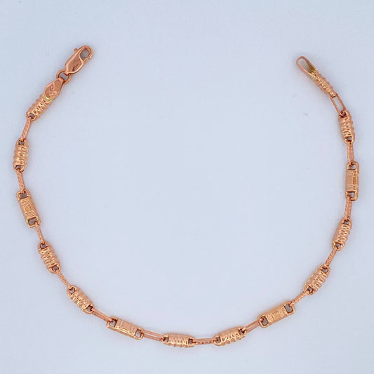 Pulso Rustico Barril 3.7gr / 21.3cm / 3.4mm Oro Rosa 18K %