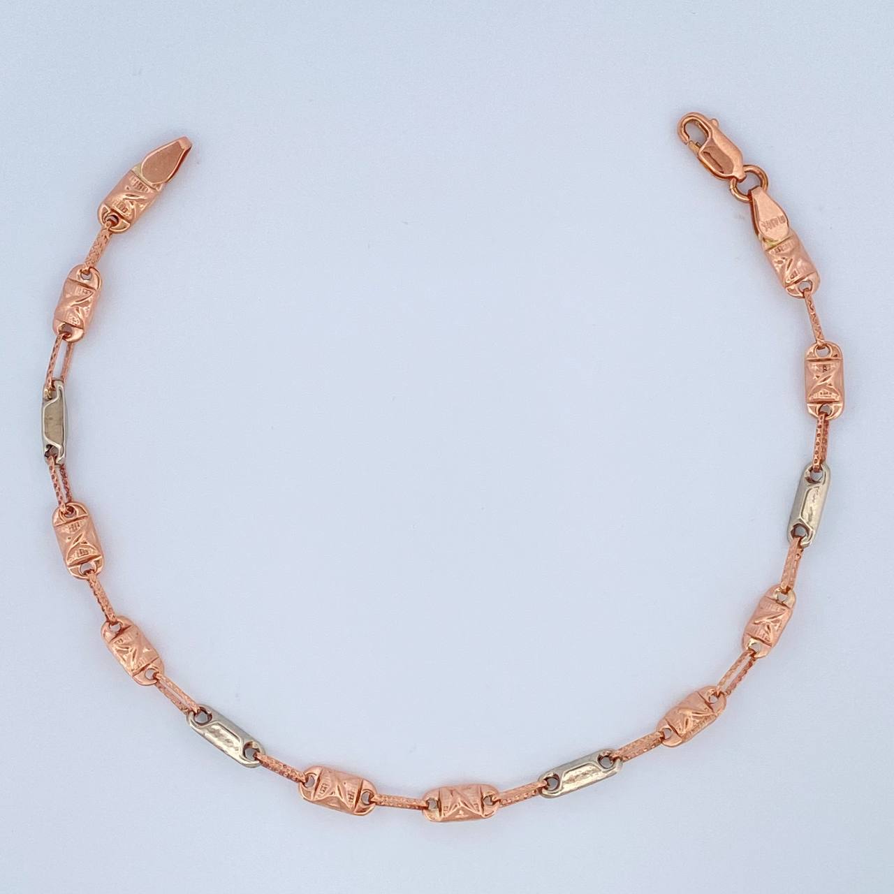 Pulso Rustico X 4gr / 21.2cm / 3.8mm Dos Oros Blanco Rosa 18K %