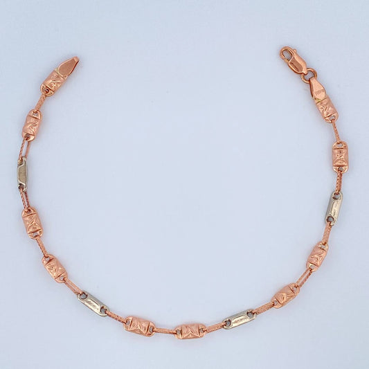 Pulso Rustico X 4gr / 21.2cm / 3.8mm Dos Oros Blanco Rosa 18K %