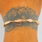 Pulso Rustica Eslabon 5gr / 21.5cm / 3.4mm  Dos Oros Rosa Amarillo 18K %