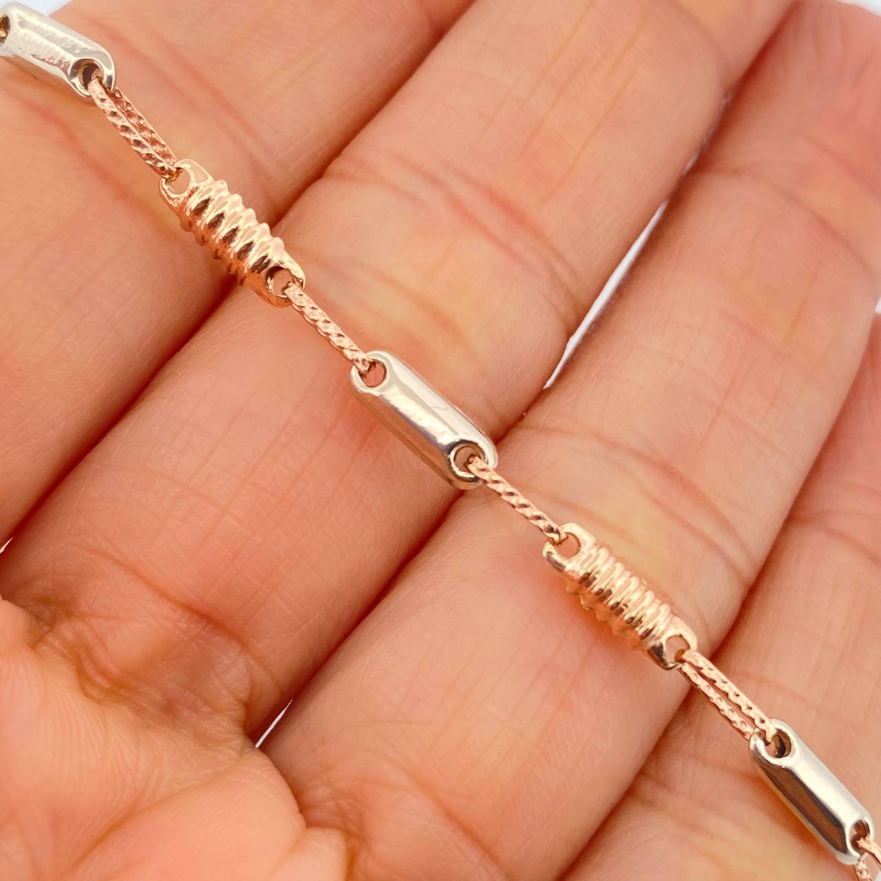 Pulso Rustico Barril 3.8gr / 21.3cm / 3.4mm Oro Rosa 18K %