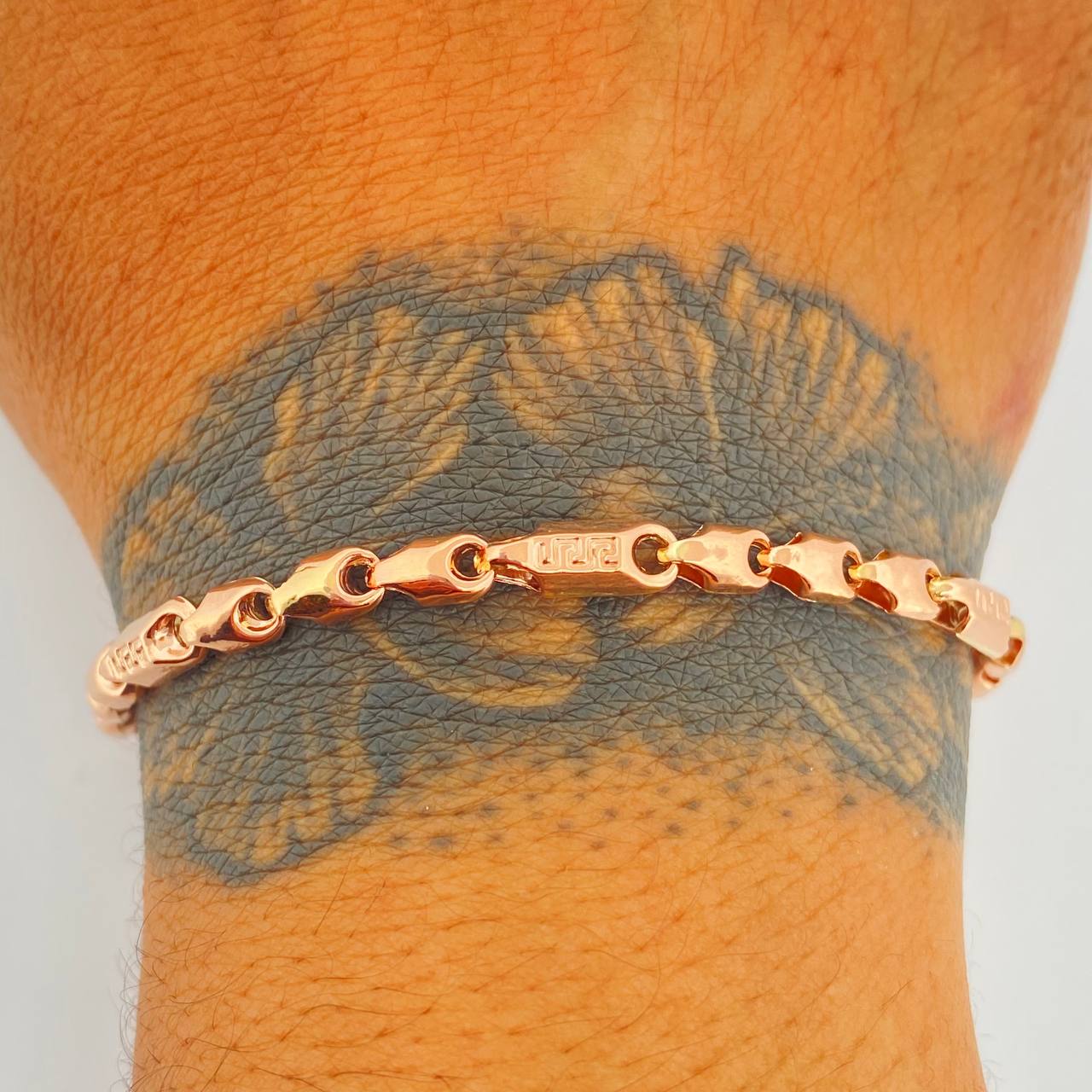 Pulso Rustico Tribal 5.85gr / 21cm / 3.6mm Oro Rosa 18K %