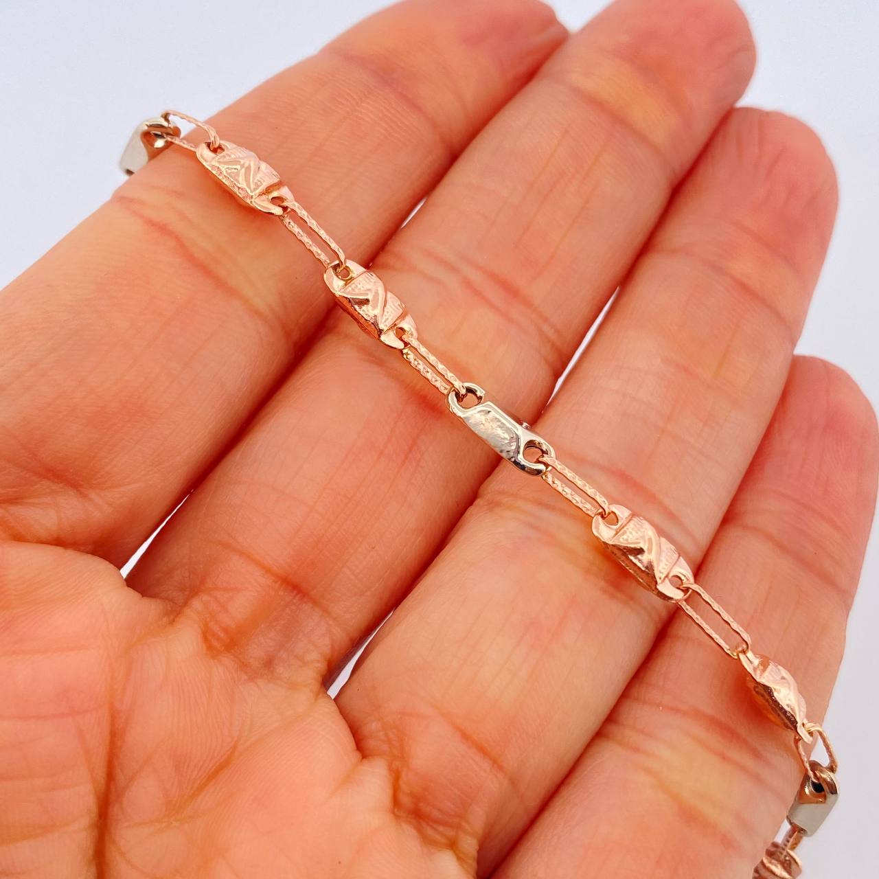 Pulso Rustico X 4gr / 21.2cm / 3.8mm Dos Oros Blanco Rosa 18K %