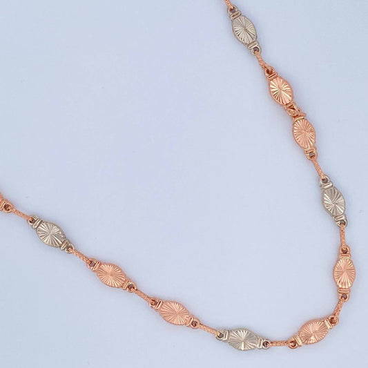 Cadena Rustica Eslabon 12.8gr / 62cm / 5.2mm Dos Oros Blanco Rosa 18K %