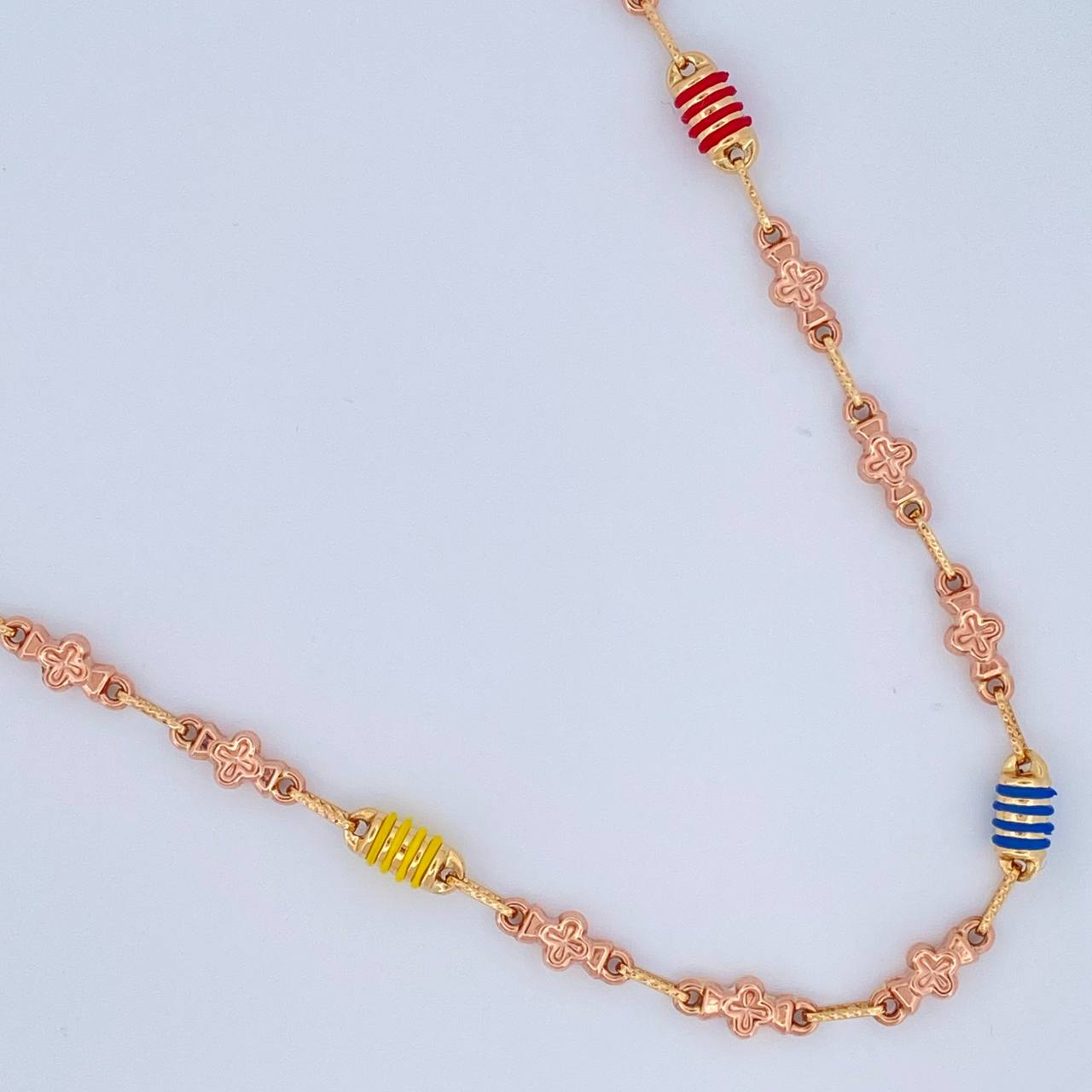 Cadena Rustica Flores 11.7gr / 61cm / 4.2mm Dos Oros Amarillo Rosa 18K %
