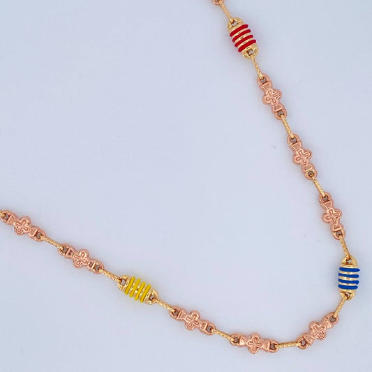 Cadena Rustica Flores 11.7gr / 61cm / 4.2mm Dos Oros Amarillo Rosa 18K %