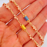 Cadena Rustica Flores 11.7gr / 61cm / 4.2mm Dos Oros Amarillo Rosa 18K %