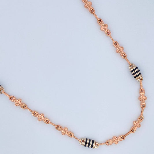 Cadena Rustica Flores 12.4gr / 62cm / 4.5mm Dos Oros Blanco Rosa 18K %