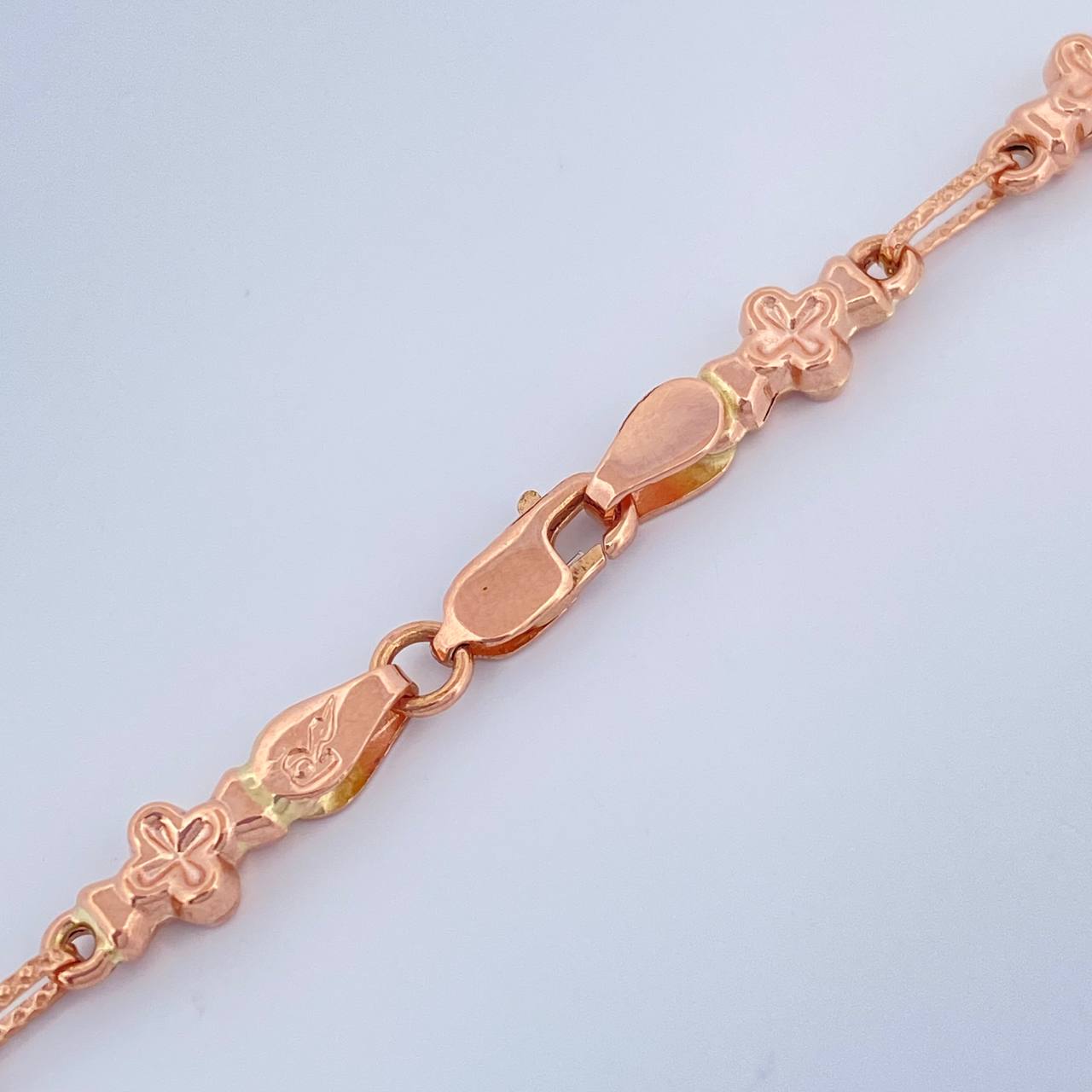 Cadena Rustica Flores 12.4gr / 62cm / 4.5mm Dos Oros Blanco Rosa 18K %