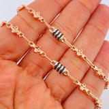 Cadena Rustica Flores 12.4gr / 62cm / 4.5mm Dos Oros Blanco Rosa 18K %