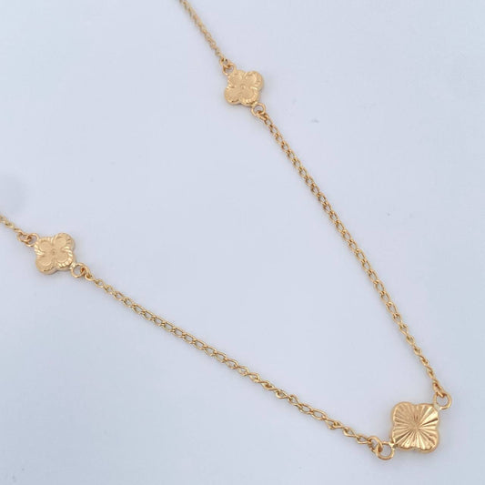 Cadena Espiga Trebol 3.8gr / 46.3cm / 1.4mm Oro Amarillo 18K %