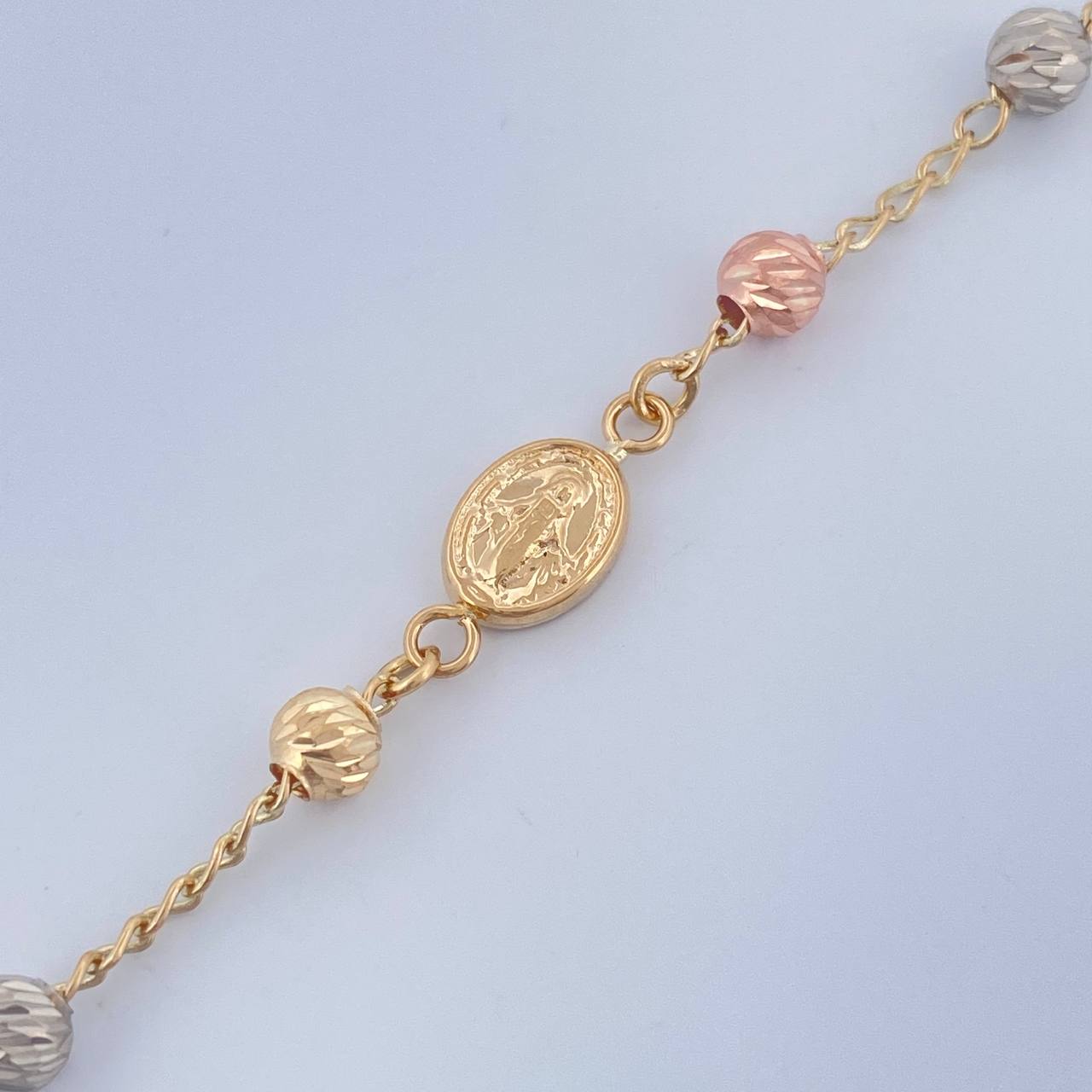 Pulso Tipo Denario Virgen Milagrosa 2.7gr / 18.8cm / 4mm Tres Oros 18K %
