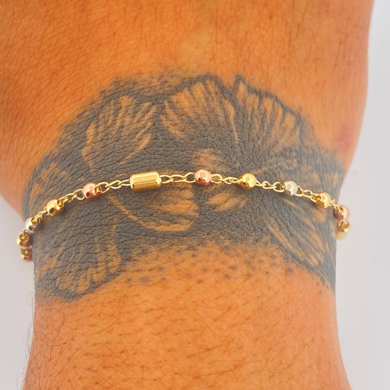 Pulso Tipo Militar 2.5gr / 18.5cm / 3mm Tres Oros 18K %