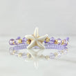Pulsera Lila Estrella De Mar 0.45gr / 3mm Bolas Diamantadas 8und Oro Amarillo 18K (A.C)